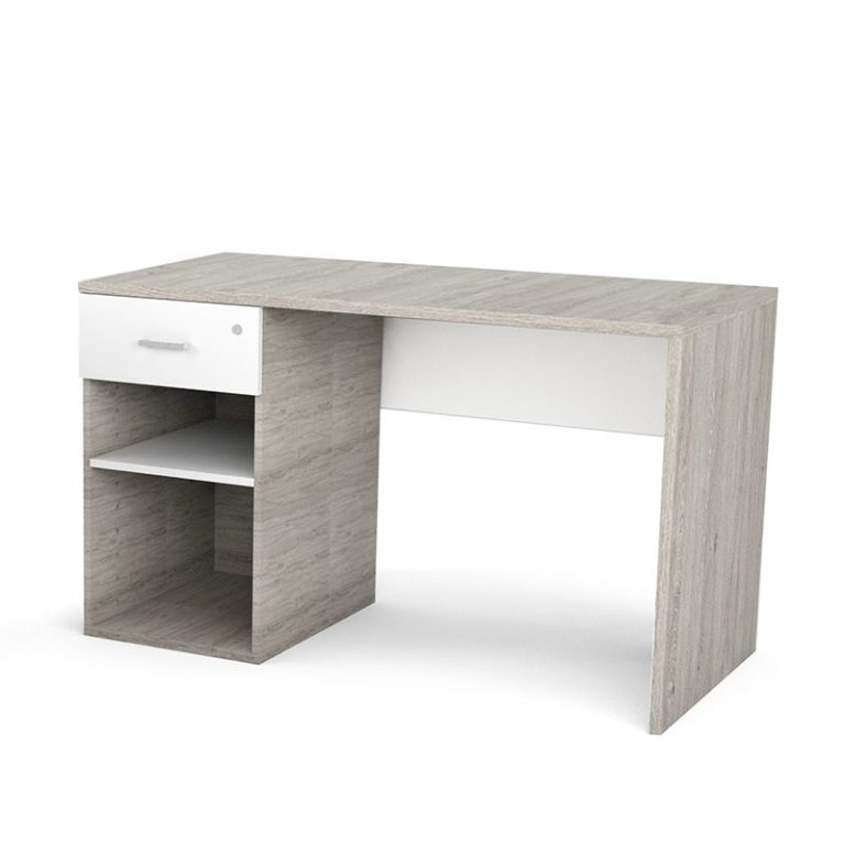 Tyto Panel Leg Single Pedestal Desk with White Detail - Spacery