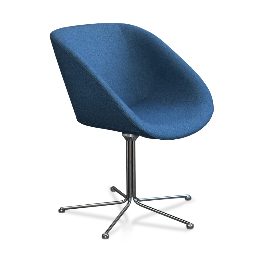 blue fabric swivel chair